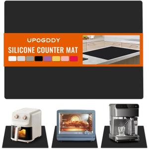 Silicone Mat for Counter, Non-slip Countertop Protector, Silicon Coffee Table Mat, Strain Resistant & Heat Resistant, Multipurpose (23.6"L x 15.7"W, Black)