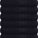 BOUTIQUO Ultra Soft Cotton 6 -Piece Hand Towel Set 16x24 Inch, Ideal for use in Bathroom, Kitchen, Gym, Spa & General Cleaning, Compact & Lightweight Multi Purpose Hand Towels - Black