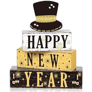 Thyle 4 Pcs Farmhouse Wooden Tabletop Decor Farmhouse Tiered Tray Decor Rustic Retro Wood Bead Garland Block Sign Centerpiece Gift for Home Mantle Shelf Table Decoration