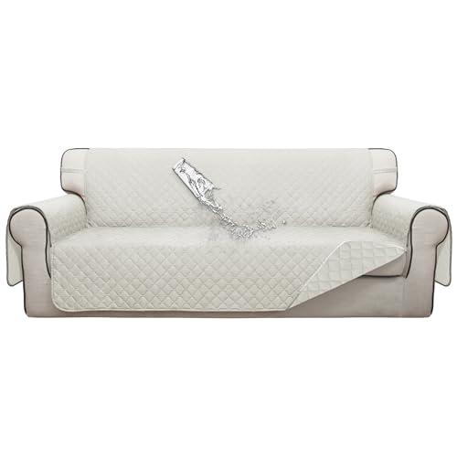 ISSUNTEX Double Protection 100% Waterproof Sofa Covers for Living Room, Couch Covers for 3 Cushion Couch Sofa, Reversible Furniture Protector Sofa Cover for Dogs, Pets, Kids (Sofa, Ivory/Ivory)
