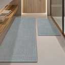 YIHOUSE Light Grey Bathroom Rug Sets 2 Piece, Absorbent Bath Mat for Bathroom Non Slip Washable, Bathroom Mat Quick Dry, Thin Bath Rug Set for Toilet and Floor, Size: 17"x24"+17"x47"