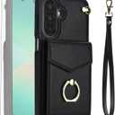 Asuwish Phone Case for Samsung Galaxy A17/A26 5G Wallet Cover with Tempered Glass Screen Protector and RFID Blocking Ring Credit Card Holder Leather Cell Accessories A 17 26 17A 26A 4G Women Men Black