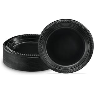 PLASTICPRO 100 PCS Small Black Plastic Plates, Light Weight 6 Inch Plastic Dessert Plates, Disposable for Party and Wedding