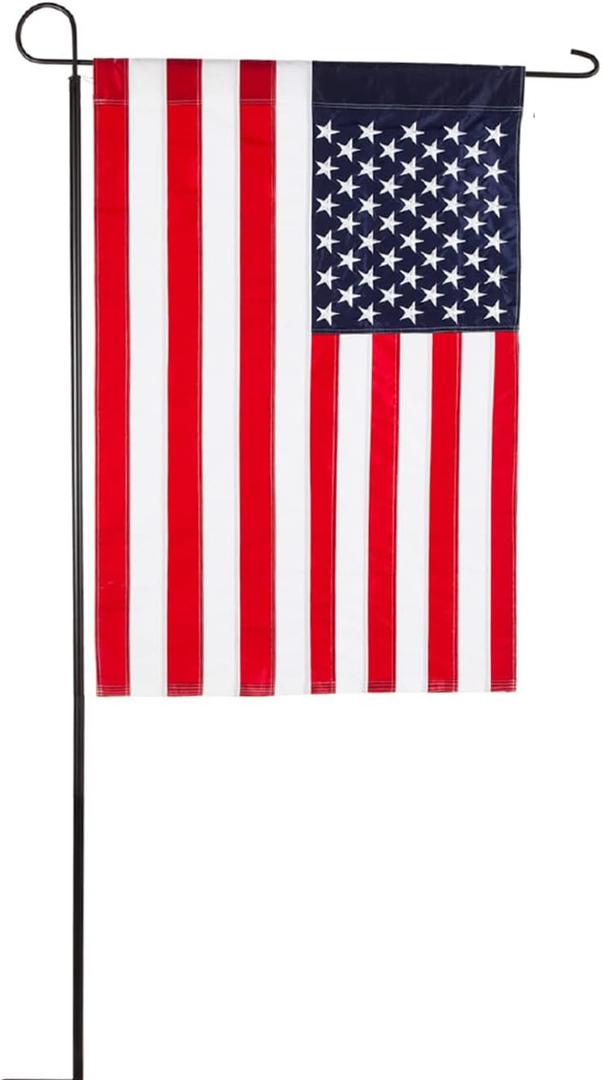 Evergreen Oversized Metal Outdoor Flag Stand 7-Feet Tall & 40-Inch Wide | Sturdy 5 lbs Solid Steel Black | Fits 3x5 and Smaller American Flag and Seasonal | Home Garden Planter House Dcor (Large)