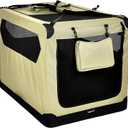 Amazon Basics Foldable, Portable Soft Pet Dog Crate Carrier Kennel, 42", Khaki