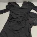 BORIFLORS Women's Ruched Bodycon Maxi Dresses Mesh Long Sleeve Square Neck Ruffle Hem Cocktail Party Dress (Black, Small)