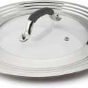 15 Inch Large Universal Pans Pots Lid Cover Fits 11/12/13/14/15" Frying Pans/Pots/Woks, Stainless Steel and Tempered Glass Lid with Vent Hole and Heat Resistant Handle