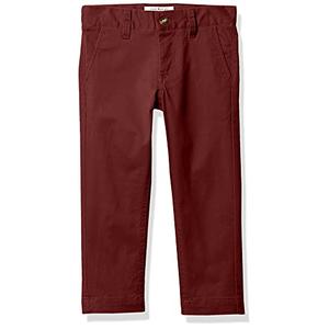 Men's Boy's Slim Fit Adjustable Waist Stretch Cotton Pant, Burgundy, 13x35