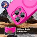 Innaght Magnetic for iPhone 15 Pro Case[Compatible with MagSafe][Camera Protection][2+Full Coverage Tempered Glass Screen Protector][Translucent Matte] Drop Protection Phone Case,6.1",Hot Pink