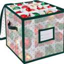 BINSUNS Christmas Ornament Storage Box, Christmas Storage Containers Organizer Bag with Dividers - Fits up to 64 Holiday Xmas Ornaments Decorations 3" Seasons Balls (Green)