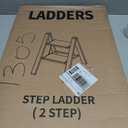 WOA WOA Step Ladder, Widening Pedals for Extra Balance, Lightweight Step Stool, Easy to Move Around, Foldable Ladder, Space Saving, Anti-Slip Stepladder 300 lbs Capacity (2 Step, Black & Wood Grain)