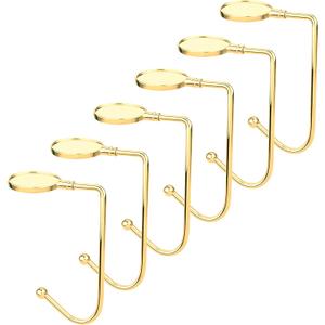 Komotu Christmas Stocking Holder for Mantle - 6 Pack Non-Slip Stocking Mantel Holders Hooks Hanger for Christmas Xmas Fireplace and Party Decoration (Gold)