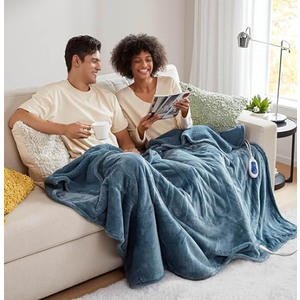 Beautyrest Heated Blanket, Electric Throw Blanket, Soft, Warm, Reversible Plush - Sherpa Heating Blanket Throw, 3 Heat Settings, 2 hr Auto Shut Off, Machine Washable, Oversized 60 in x 70 in, Blue