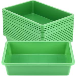 Hoteam 18 Pcs Flat Storage Organizer Bins Letter Size Paper Tray Classroom Storage Plastic Art Trays Classroom Pencil Organizer Baskets for School Office Teacher Book Organization(Green)