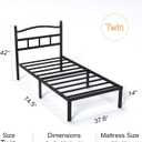 14 Inch Twin Bed Frame with Headboard, Heavy Duty Metal Platform Bed Frame Twin Size Mattress Foundation with Sturdy Steel Slats, Easy Assembly Noise Free