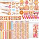 PerKoop 168 Pcs Groovy Party Favors Birthday Decorations Retro Boho Hippie Themed Two Groovy Mini Notebook Pencil Sticker Stamp Gift Goodie Bag for 60s 70s Peace Rainbow Daisy Prizes Piñata Fillers