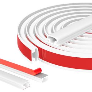 Weather Stripping Door Seal Strip, D Shape Rubber Door Weather Stripping,Self Adhesive Doors Seal Strip for Window Frame Weatherstripping Soundproofing Insulation (White, 23FT)