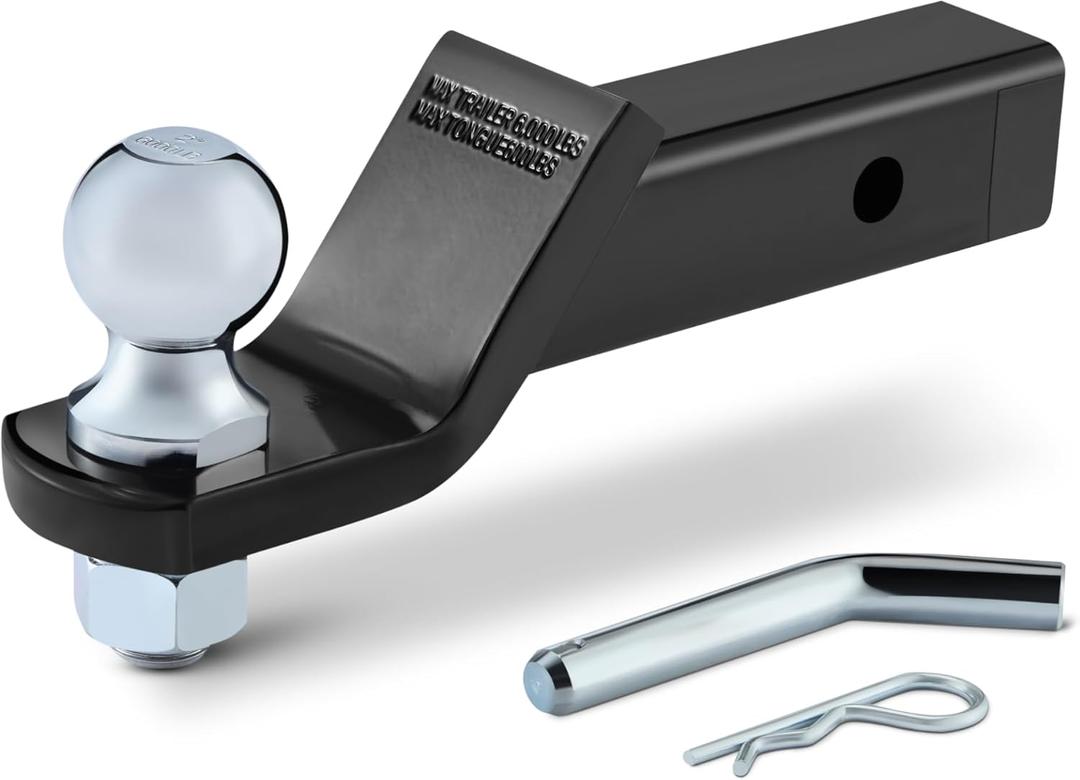 Amazon Basics Trailer Hitch Ball Mount with 2" Ball & Pin, Fits 2" Receiver, 2" Drop, 6,000 lbs Capacity
