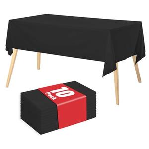 Airbin Plastic Table Cloth Disposable, 10 Packs Disposable Tablecloth 54 X 108 Inch Black Plastic Tablecloth for Rectangle Tables Tougher PEVA Table Cover for Party Decorations Picnic Dining Birthday
