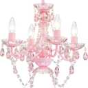LaLuLa Mini Chandelier with Acrylic Crystals Pink Chandelier 4 Light Modern Chandeliers for Bedroom and Girls Room