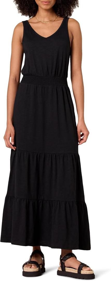 Amazon Essentials Women's Sleeveless Elastic Waist Summer Maxi Dress (in Plus Size) (Large, Black)