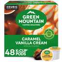 Green Mountain Coffee Roasters Caramel Vanilla Cream, Single-Serve Keurig K-Cup Pods, Flavored Light Roast Coffee Pods, 48 Count