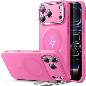 ESR Silicone Case for iPhone 17 Pro Max, Built-in Camera Stash Stand Compatible with MagSafe, Military-Grade Drop Protection Magnetic Phone Case for iPhone 17 Pro Max, Cloud Series, Rosy Pink