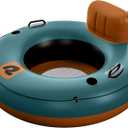 Retrospec Siesta Float 48" Inflatable River Tube | Heavy-Duty Water Float w/Backrest & Cup Holders | 300 lbs | Repair Kit | Pool, Lake & River (Aruba Blue)