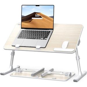 Laptop Desk for Bed, SAIJI Lap Desks Bed Trays for Eating Writing, Adjustable Computer Laptop Stand, Foldable Lap Table in Sofa and Couch23.6 x 13Teak