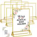 Acrux7 10 PCS 5x7 Inch Gold Frames Acrylic Sign Holder, Double Sided Picture Frame, Acrylic Gold Picture Frames Menu Display Sign Holder Stand for Wedding Table Numbers, Restaurants, Home, Stores