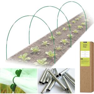 RIFNY 18 PCS Garden Hoops for Raised Beds, Greenhouse Hoops Kit Long Grow Tunnel for Row Cover, Rust-Free Fiberglass Garden Support Poles for Insect Mesh Netting Freeze Plant Cover (Green)