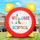 5FT Back to School Inflatable Outdoor Decoration Alarm Clock Blow Up Yard Garden Lawn Decor Built in 2 LED Light First Day of School Classroom Door Decorations Elementary Inflatable Yard Signs