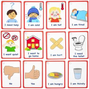 4 x My Essential Needs Cards 12 Flash Cards for Visual aid Special Ed, Speech Delay Non Verbal Children and Adults with Autism or Special Needs