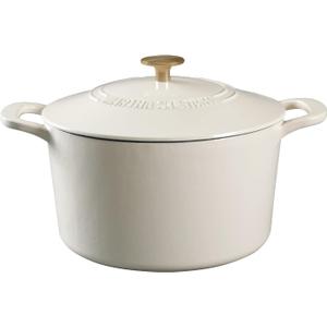 MARTHA STEWART Gatwick 7-Quart Enamel Cast Iron Dutch Oven  Martha Blue  Heavy-Duty Dutch Oven for Slow Cooking, Braising & Baking (Linen w/ Gold Knob)