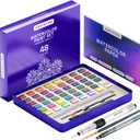 ARTISTRO Watercolor Paint Set, 48 Vivid Colors in Portable Box, Including Metallic and Fluorescent Colors. Perfect Travel Watercolor Set for Artists, Amateur Hobbyists and Painting Lovers (Premium Home)