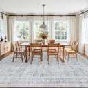 8x10 Area Rugs for Living Room: Vintage Boho Neutral Washable Rug Indoor Soft Large Area Rug Carpet for Bedroom Nursery Farmhouse Dining Room Office Floor Non-Slip Low Pile Under Table Rug Gray