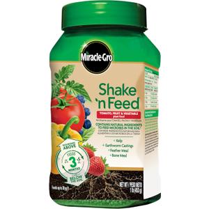 Miracle-Gro Shake 'N Feed Tomato, Fruit and Vegetable Plant Food, For In-Ground and Container Plants, Feeds up to 3 Months, 1 lb.