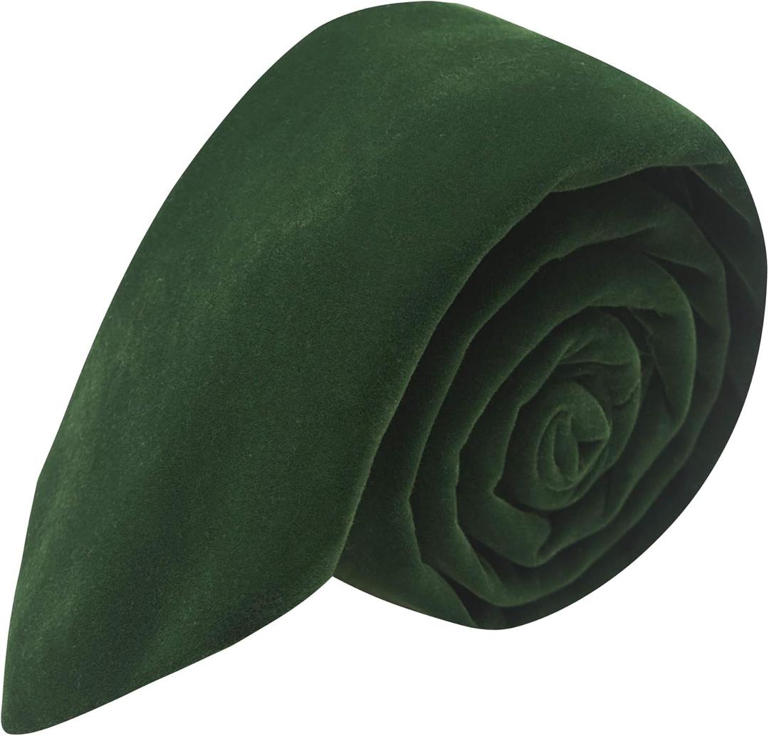 King & Priory Luxury Dark Green Velvet Necktie, Tie