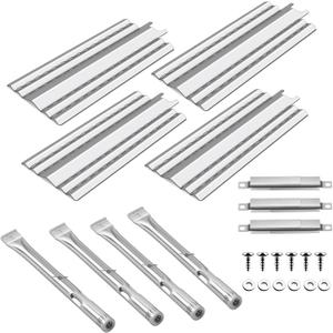 Grill Replacement Parts for Kenmore 415.23667310, Char broil 463439915, 463322613 Gas Grill Models, 14.75" Grill Heat Plates, Burner Tubes and Adjustable Crossover Tube, 4 Pack, Stainless Steel