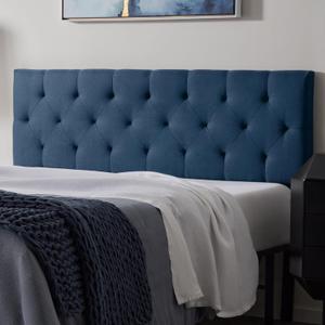 Lucid Mid-Rise Upholstered Headboard - Diamond Tufted - Padded Polyester - Adjustable Height from 34 to 46 - Easy Assembly - Bed Frame or Wall Mount - Sturdy - Cobalt - King / Cal King Size