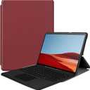 Tablet Cover for Microsoft Surface Pro X 13" (2021/2020/2019 Release),Ultra Slim Lightweight Leather Case for Microsoft Surface Pro X,Compatible with Type Cover Keyboard (Dark red)