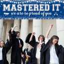 Blue & White Master's Graduation Banner Decoration: Mastered It Yard Banner We Are So Proud of You Backdrop - Large Navy Yard Sign Decor for Master Degree Graduate Party Supplies