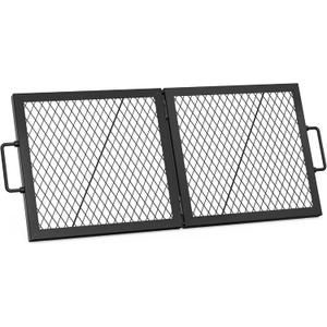 only fire Foldable X-Marks Fire Pit Cooking Grate, Portable Rectangle Campfire Grill Grate with Handles, Heavy Duty Steel Campfire BBQ Grill for Outdoor, 36 inch