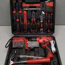 Tool Set - 8V Cordless Drill Set, 132 Piece Home Tool Set With Hand Drill, Tool Kit for Women & Men, Perfect for Homeowner, Diyer, Handyman (Red)