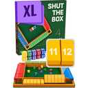 Large Shut The Box Game Wooden for 4 Players - Math Games -Family Games for Kids and Adults - 14-inch Close The Box Game 12 Numbers - Family Board Games