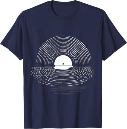 Vinyl Record Sun Set Shimmer by The Sea T-Shirt (Navy Blue, Small)