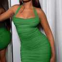 DAAWENXI Women's Sexy Halter Backless Night Out Empire Summer Mini Clubwear Dress (Green, S)