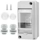 Waterproof Distribution Protection Box, ABS Plastic Breaker Electrical Box and Transparent Cover IP65, for Indoor Outdoor Wall Circuit Breaker (HT-2WAY) (HT-2WAY(2.4x3.7x4.9 IN))