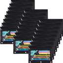 YoeeJob Pencil Pouch for 3 Ring Binder, Binder Pouches with Zipper Bulk, Pen Holder Case with Clear Window School Class Office Organizers, 24 Pack, Black