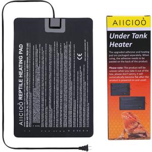 Aiicioo Reptile Heating Pad - Hermit Crab Heater Heat Mat for Reptiles Snake Lizard Terrarium 16 Watt (8" X 12"(16W))
